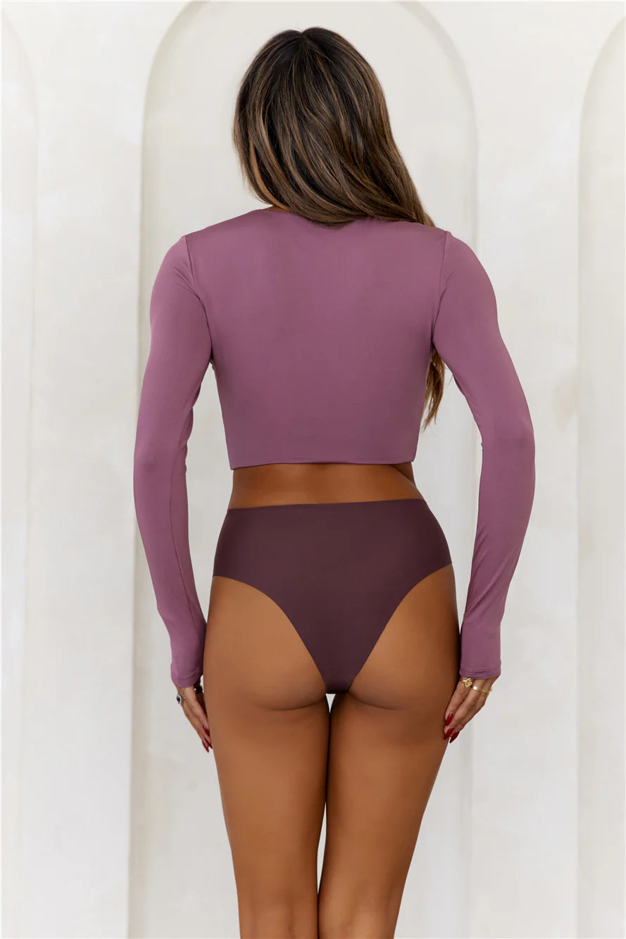 BASE  Errands All Day Long Sleeve Crop Top Mauve