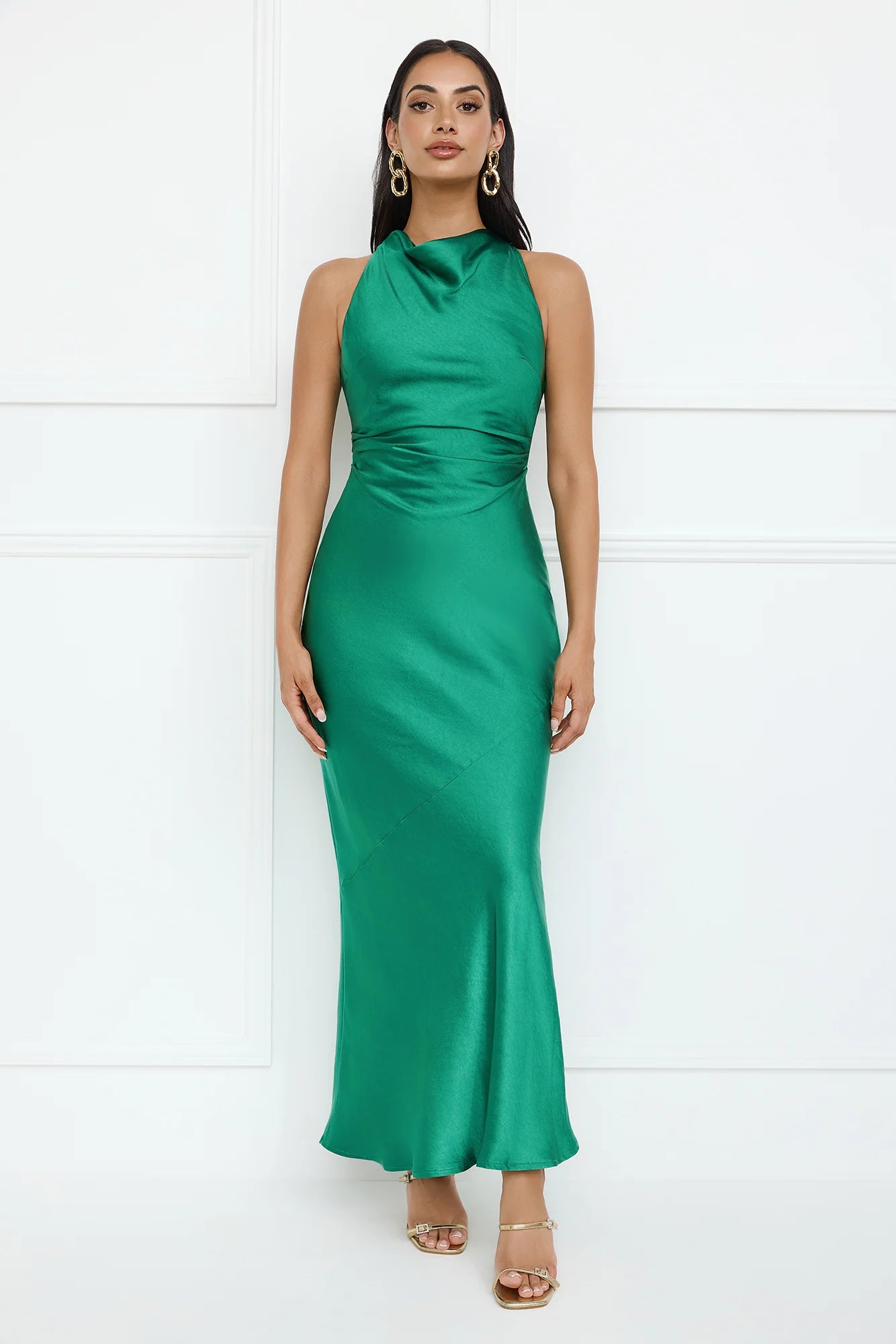 Eden Satin Maxi Dress Green