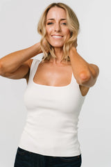 Cher Square Neck Knit Tank | Off White