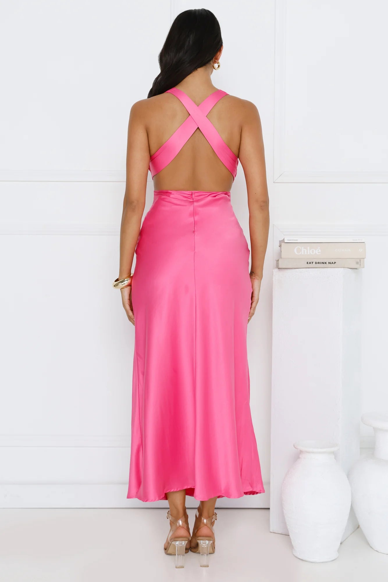 Dress Code Satin Maxi Dress Pink