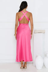 Dress Code Satin Maxi Dress Pink