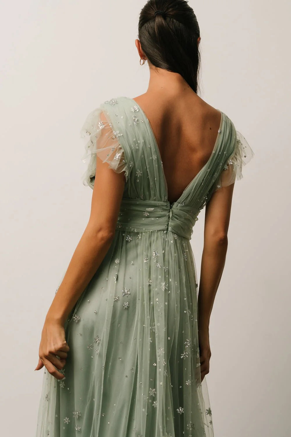 Nova Shimmer Maxi Dress | Sage + Silver