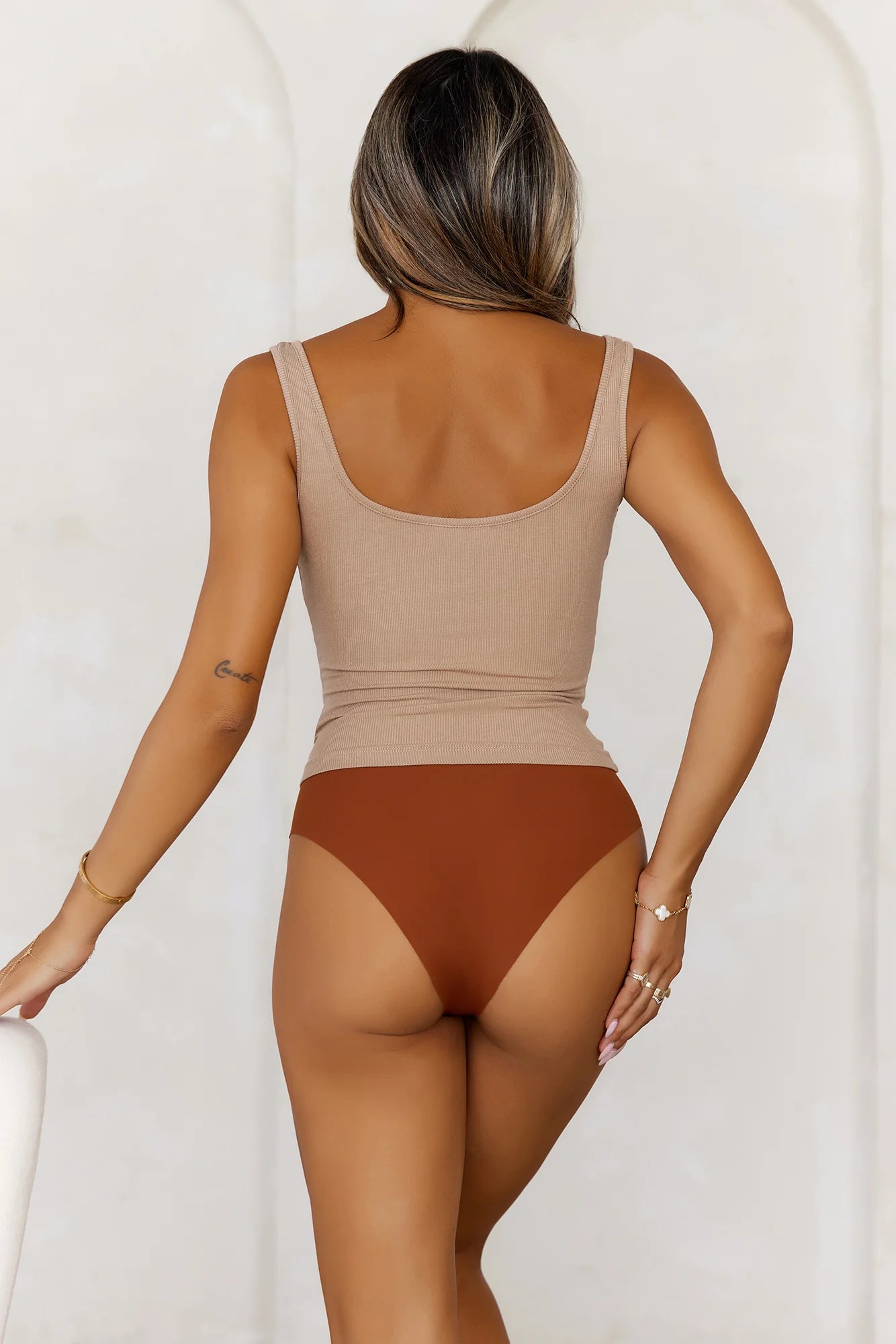 BASE Everyday Staple Ribbed Singlet Top Latte