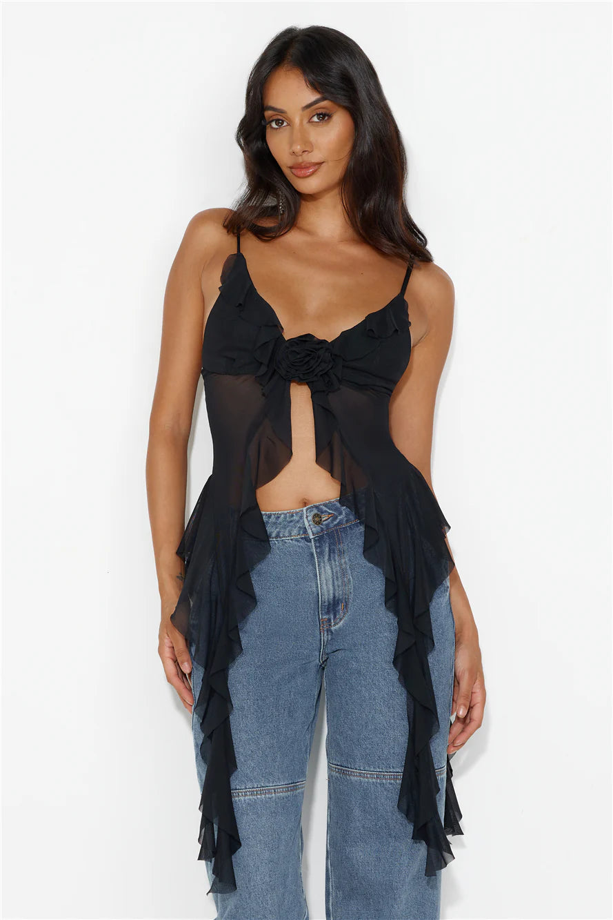 City Escape Mesh Top Black