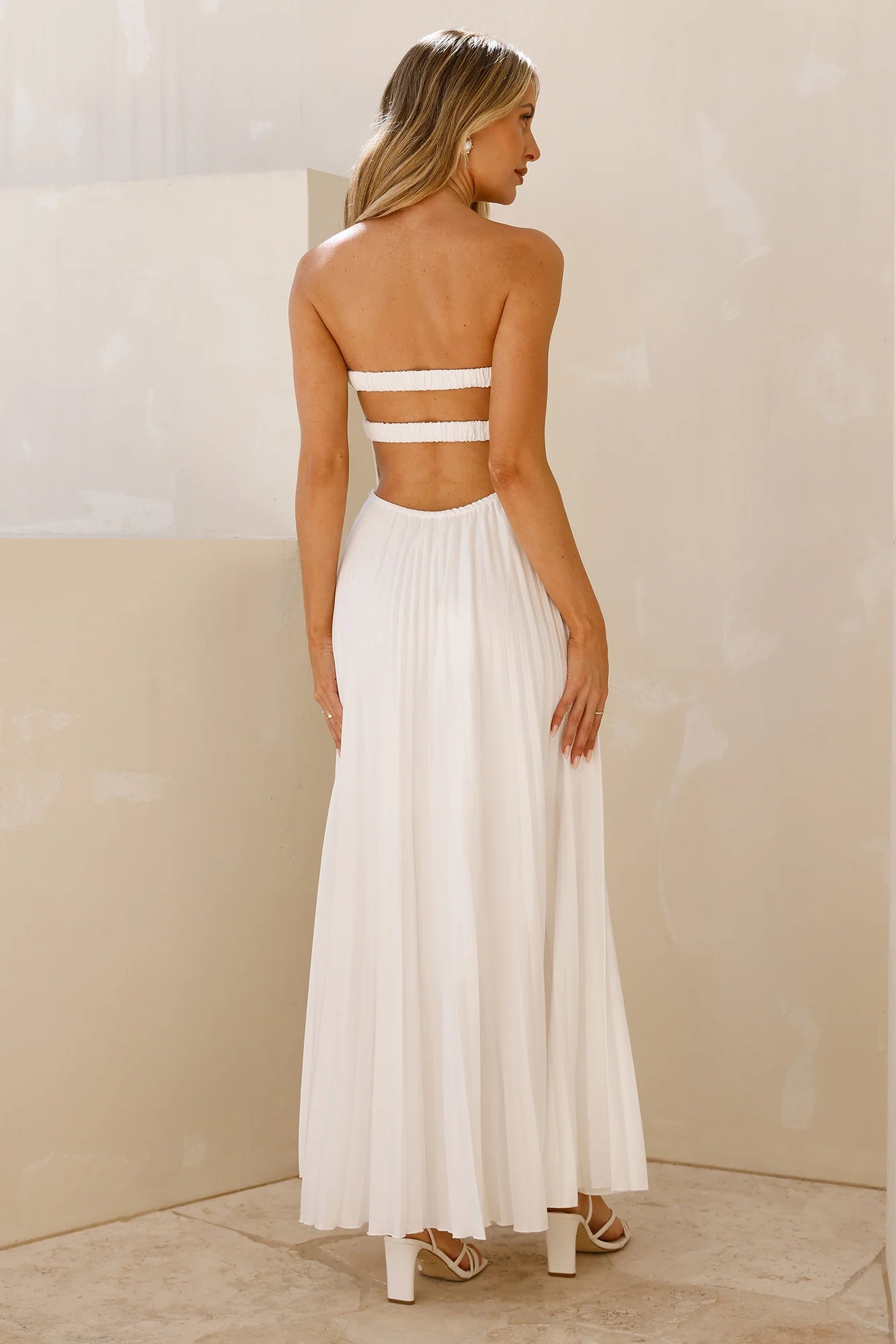 Do Not Disturb Strapless Maxi Dress White