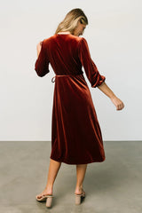 Beckinsale Velvet Wrap Dress | Cinnamon