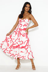 Desires Of You Strapless Midi Dress Pink