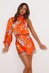 Girl Time Satin Mini Dress Orange