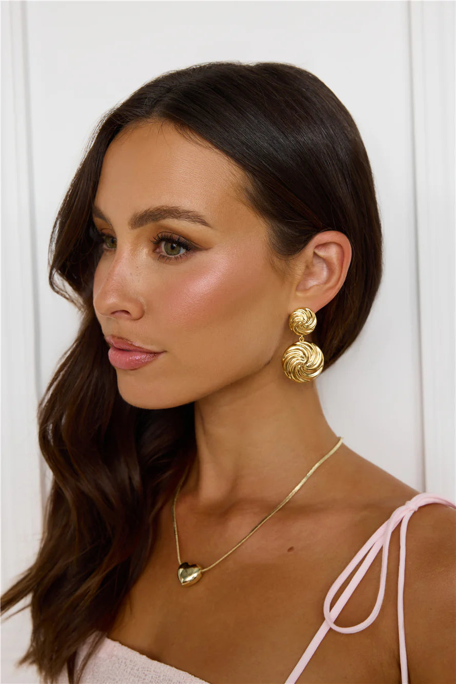 14k Gold Plated Candy Swirl Earrings Gold