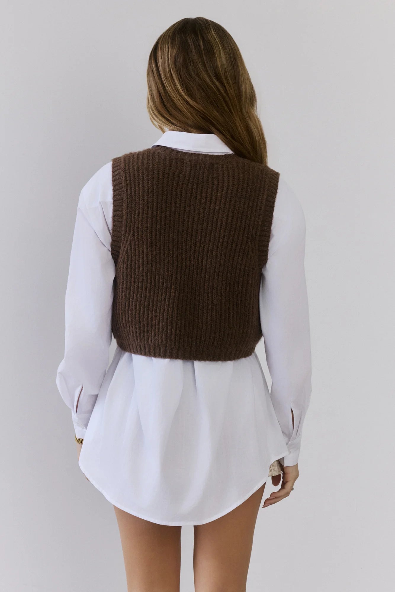 Cosy Cabin Knit Vest Brown