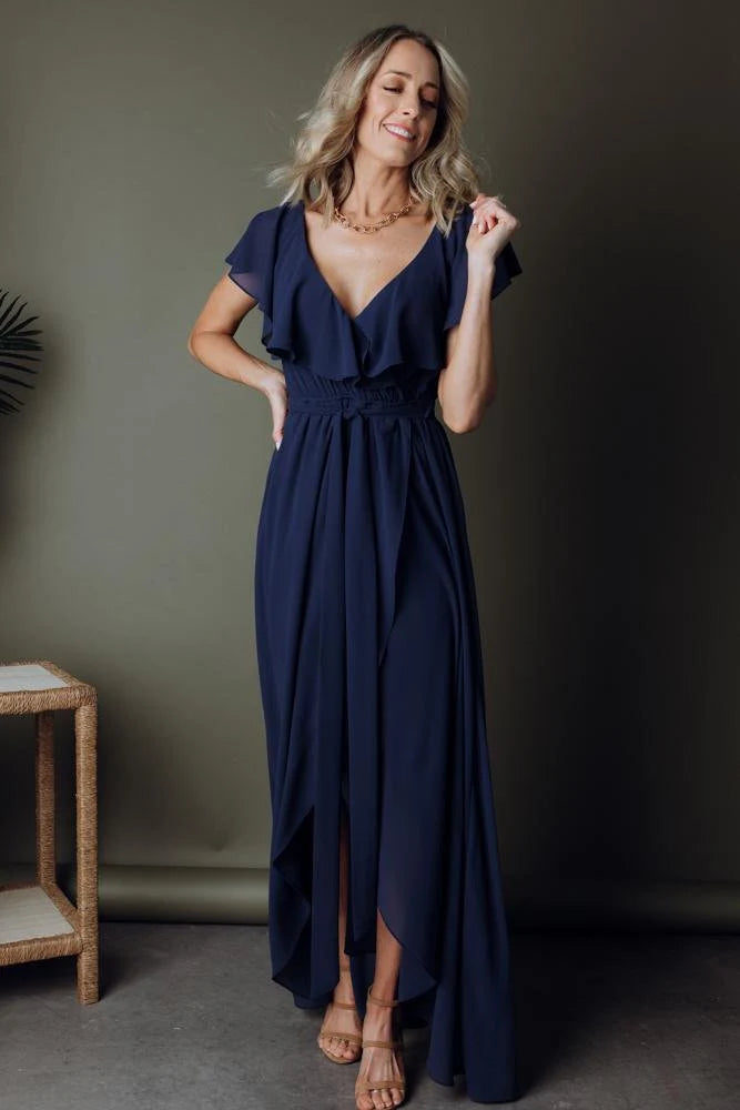 Katya Ruffle Maxi Dress | Navy