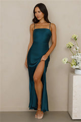 The Violetta Satin Maxi Dress Teal