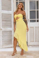 Supermodel Moment Strapless Midi Dress Yellow