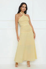 Tropical Honey Halter Maxi Dress Yellow