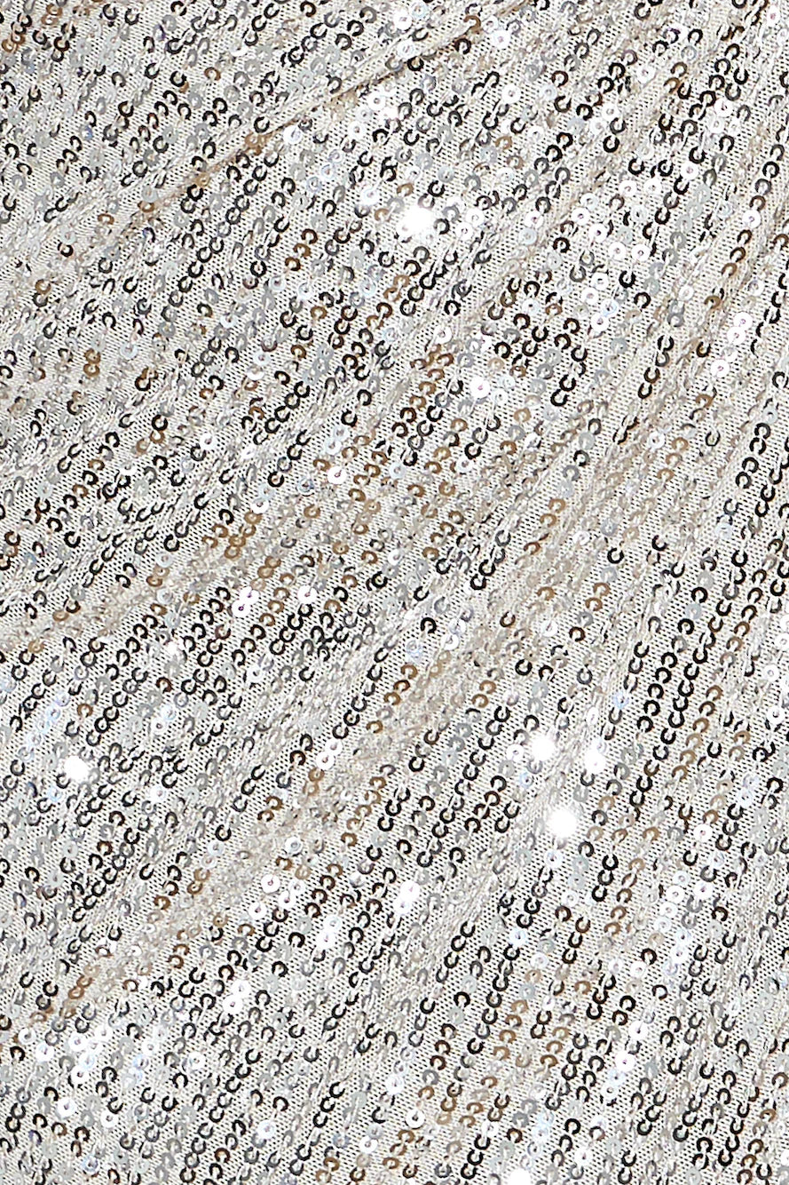 Twisted Shine Sequin Mini Dress Beige