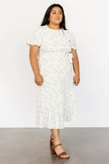 Prim Pleated Dress | Vintage Olive Print