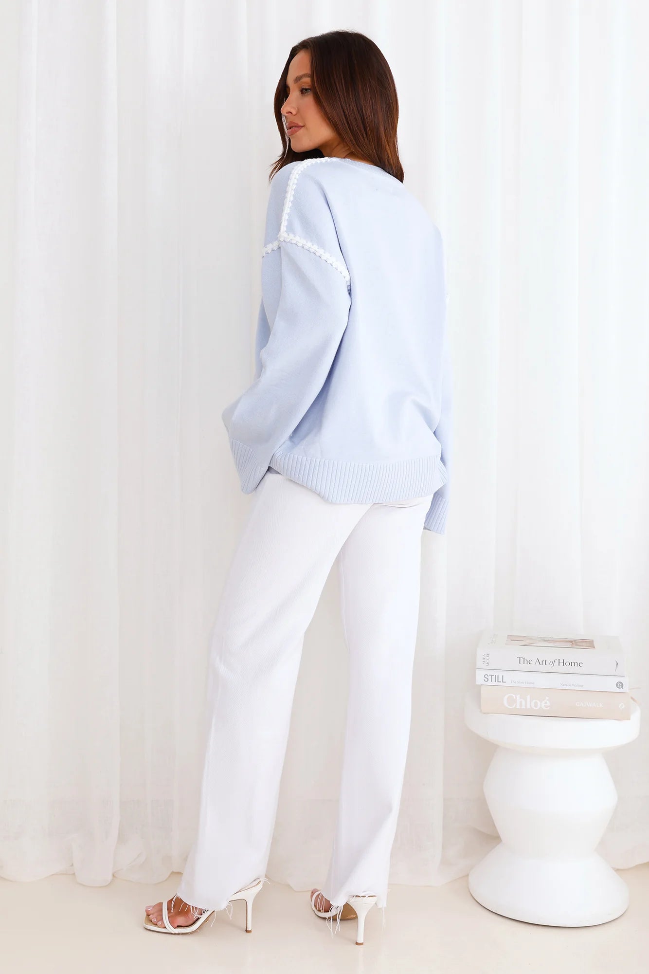 Warm Cottage Knit Sweater Blue