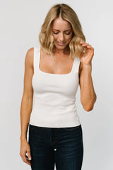 Cher Square Neck Knit Tank | Off White