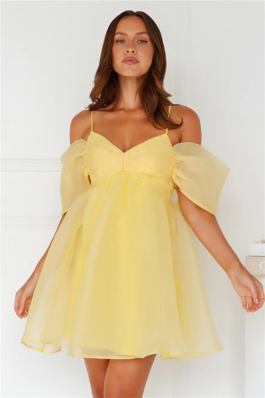 Embracing Formality Mini Dress Yellow