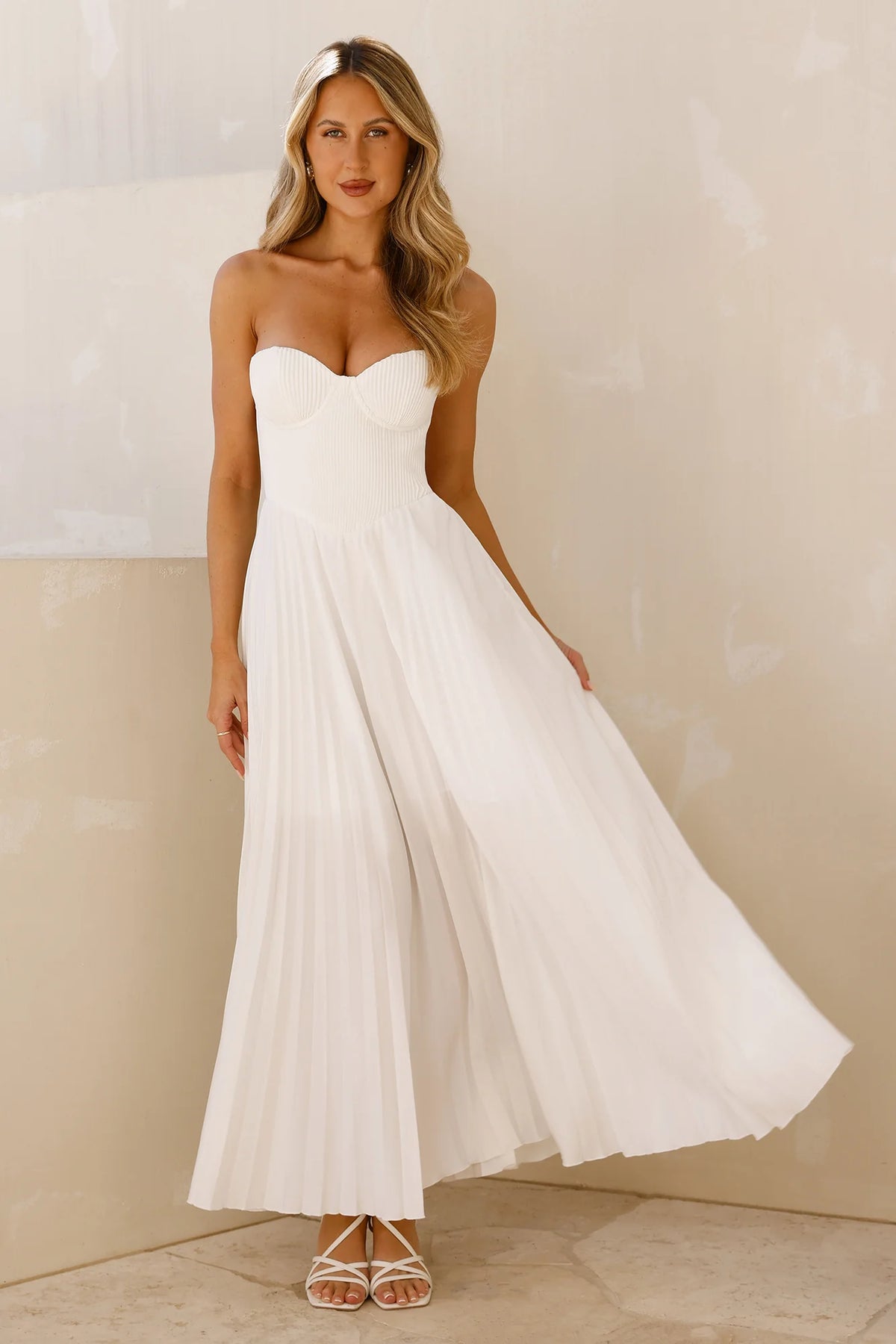 Do Not Disturb Strapless Maxi Dress White