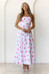 Cherry Bloom Strapless Maxi Dress Pink