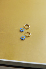 14K Gold Plated Cute As A Daisy Earrings Dark Blue