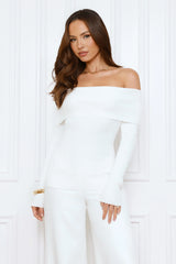 Dreamwave Off Shoulder Knit Top White