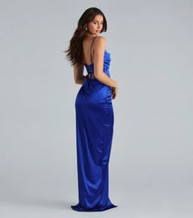 Laverne Formal Satin Lace-Up Column Dress
