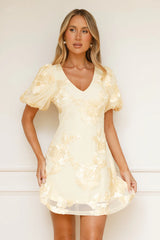 Effortless Grace Mesh Mini Dress Yellow
