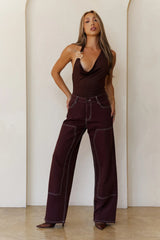 Billionaire Babe Halter Top Brown