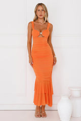 Editor In Chic Mesh Maxi Dress Orange
