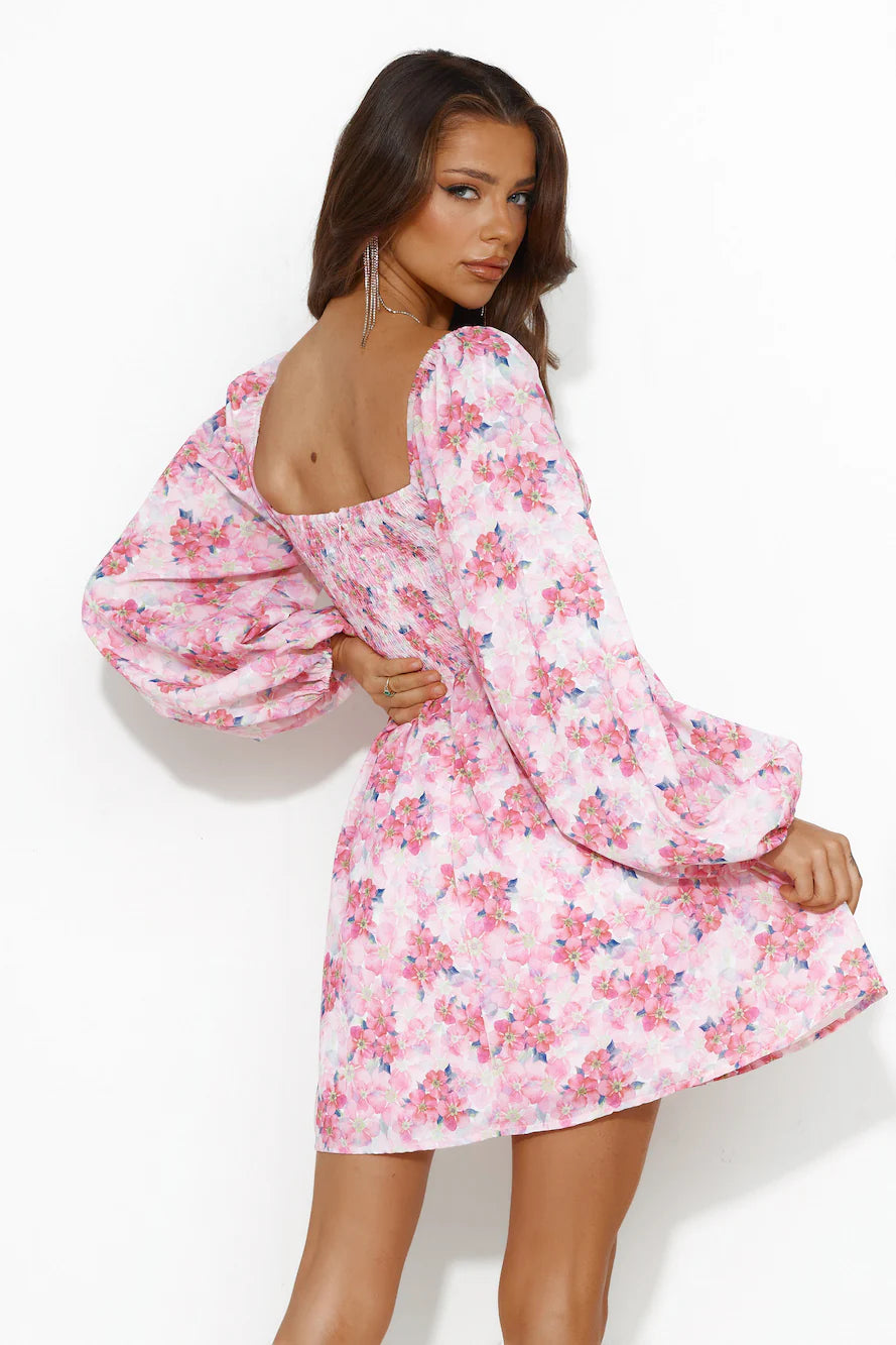 Expressing Fun Long Sleeve Mini Dress Pink