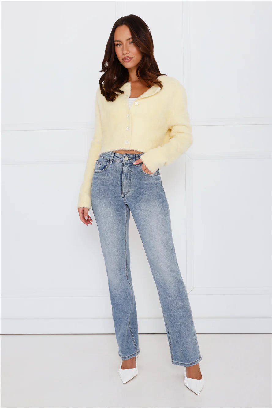 Fuzzy Feelings Knit Cardigan Yellow