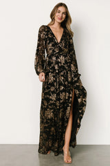 Charlene Maxi Dress | Black + Gold