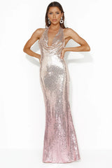 Diamond Entrance Sequins Maxi Dress Gold