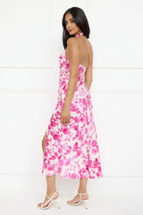 Cupid’s Kiss Halter Midi Dress Pink