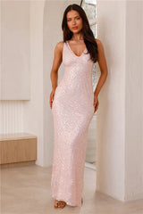 Glittering Magic Sequin Maxi Dress Pink