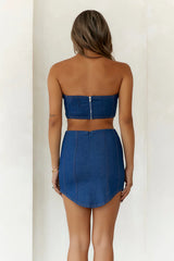 Cowgirl Things Crop Top Blue Denim