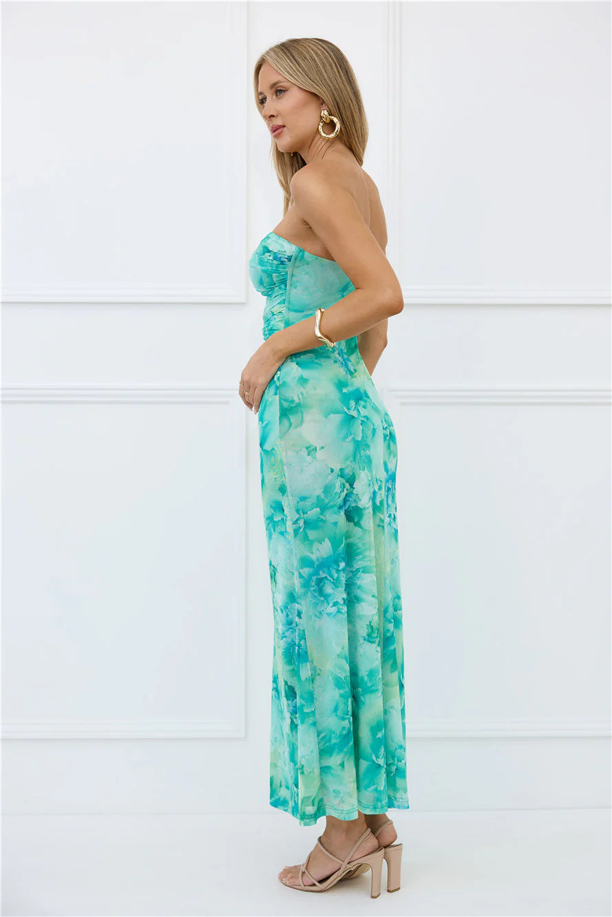 Body Language Strapless Maxi Dress Green