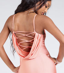 Lizzie Lace-Up Cowl Back Slit Formal Dress