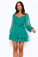 Daydream Fiesta Long Sleeve Mini Dress Emerald