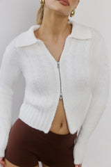 Winter Love Story Cable Knit Cardigan White