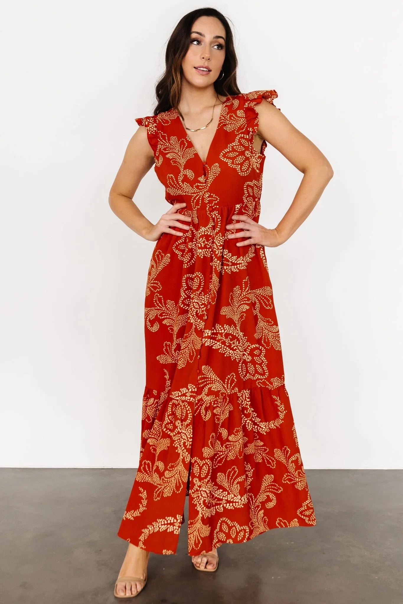 Ginger Button Down Maxi Dress | Rust + Ivory