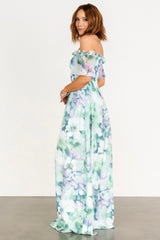 Elina Maxi Dress | Blue + Green Multi Floral