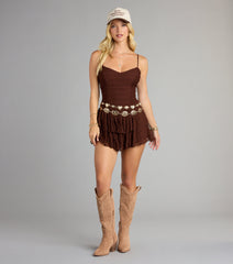 Flirty Flair Lace Ruffle Mini Dress
