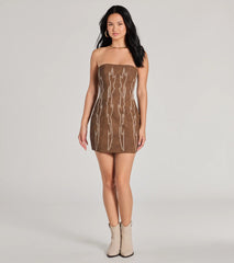 Western Baddie Strapless Lace-Up Mini Dress