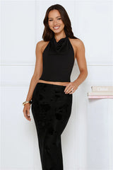Crème Dream Halter Top Black