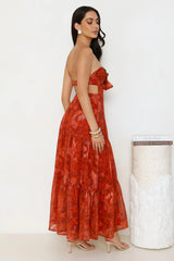 An Indulgence Strapless Maxi Dress Rust