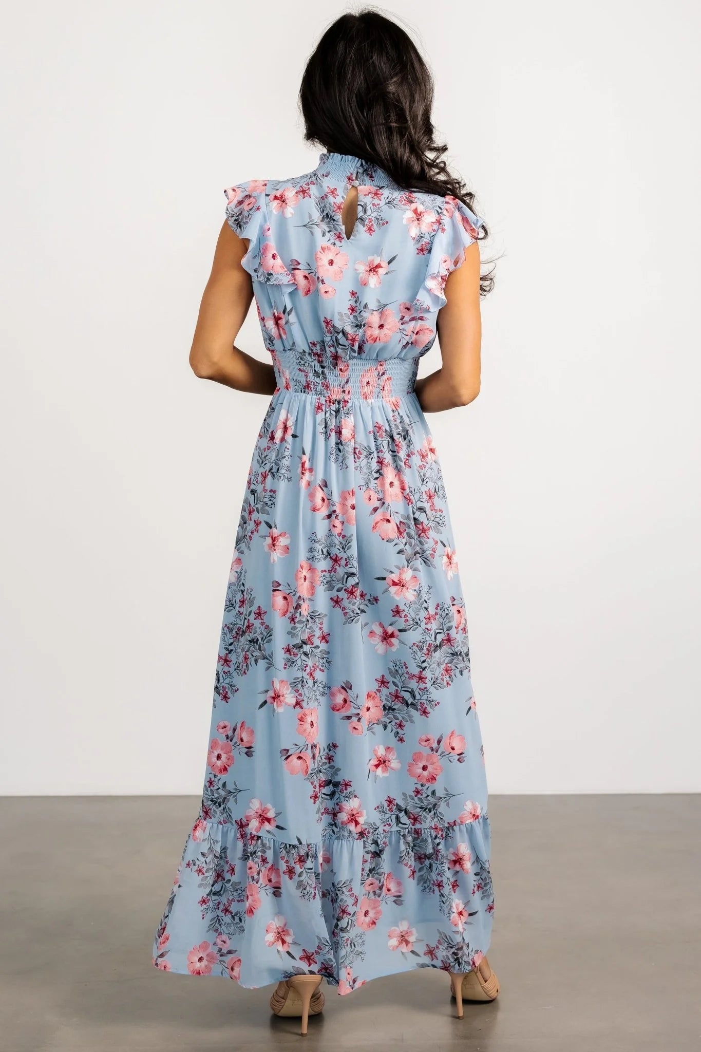 Kearny Ruffle Maxi Dress | Light Blue + Blush