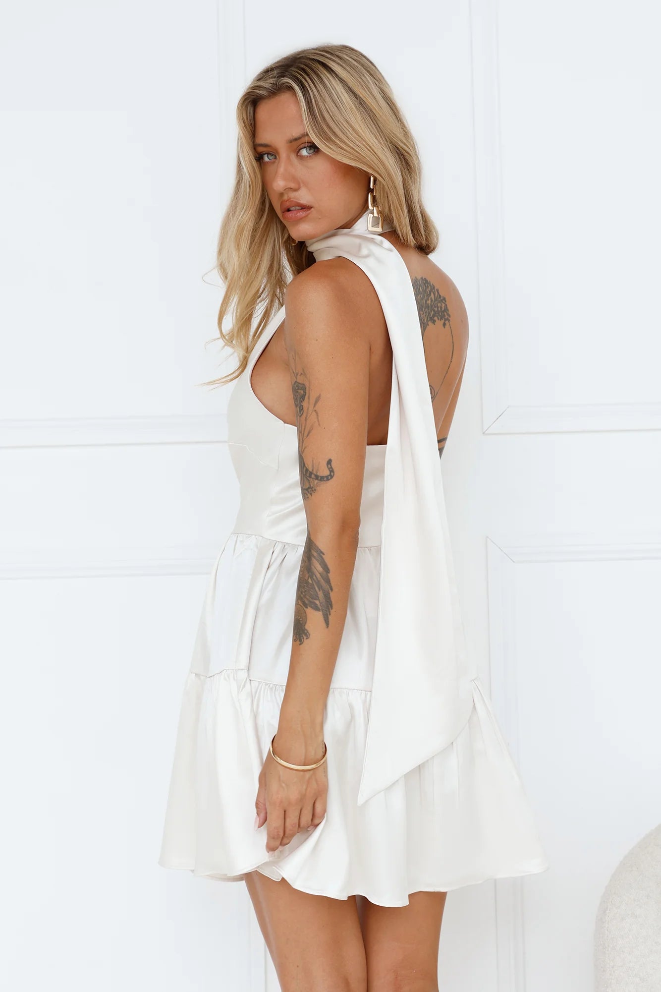Creating Magic Satin Mini Dress Champagne